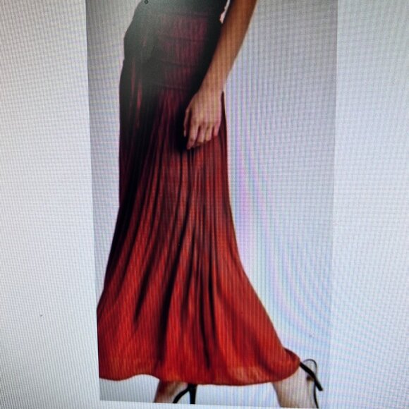 Current Air-Anthropology Maxi Skirt-Small-Rust/Bronze-Soft-Flowy-Comfy-Ruching - Picture 2 of 16